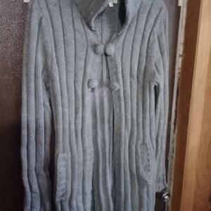 Elegant Gray Women's Cardigan Sweater